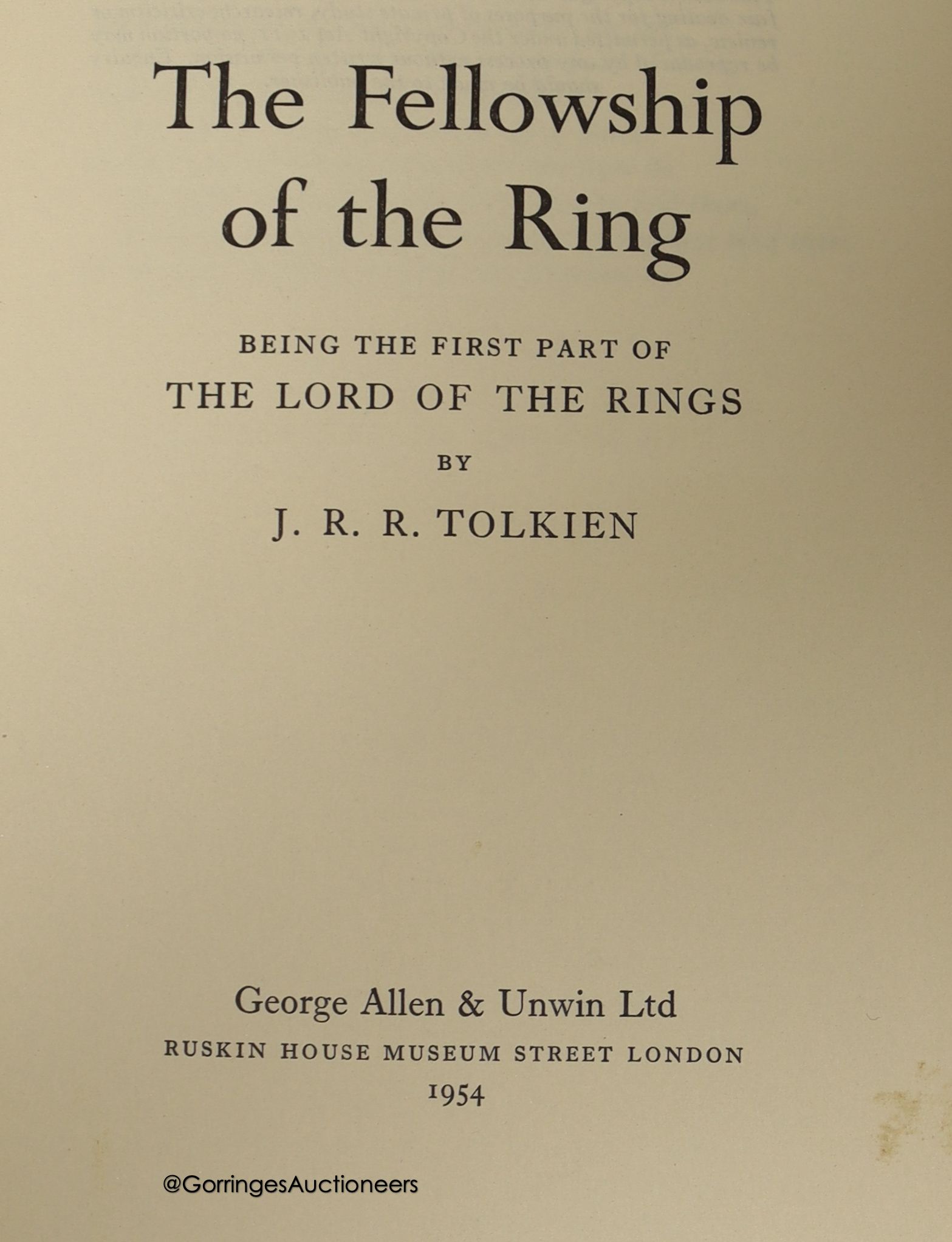 Tolkein, J.R. - Lord of The Rings, 1st edition, 1955, in 3 vols, cloth